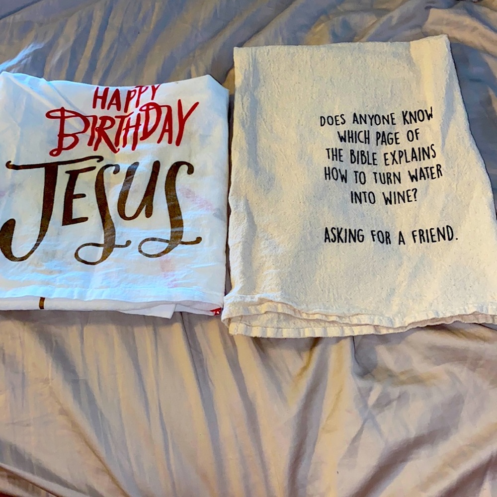 Set of 2 festive dish towels.
